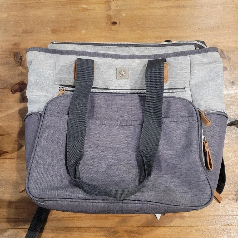 Bananafish Hybrid Convertible Diaper Bag Backpack Tote Grey Colorblock Travel